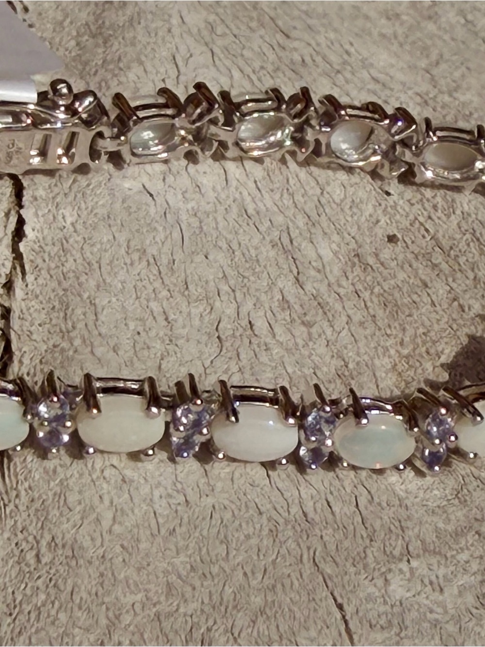 Natural Opal & Tanzanite Bracelet 925 Sterling Silver White Gold plated